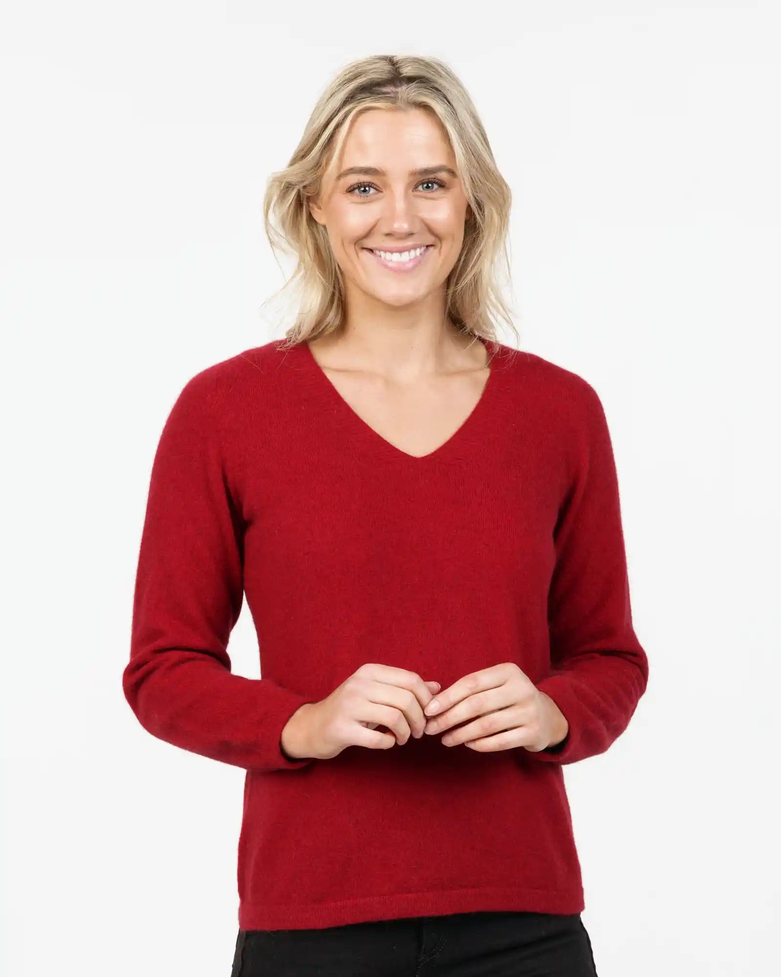 Berry Women's Vee-Neck Merino Wool Sweater - NB396