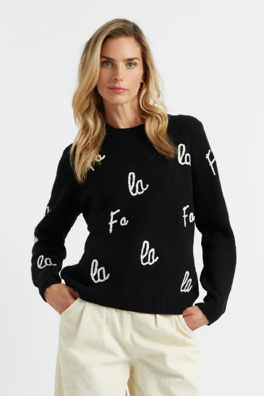 Black Wool-Cashmere Fa La La Sweater