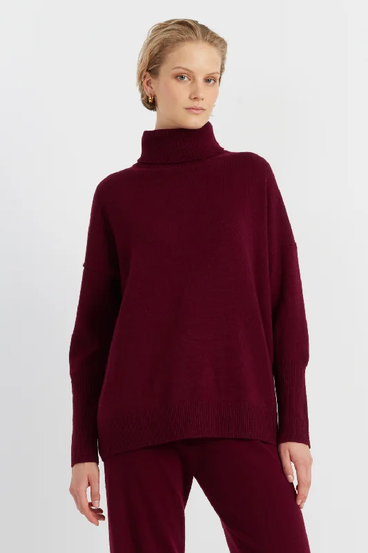 Claret Cashmere Rollneck Sweater