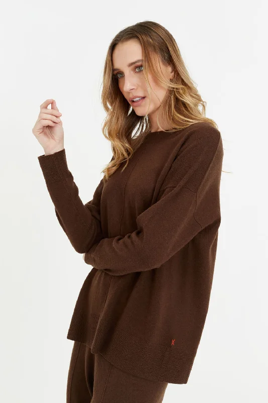 Cocoa Wool-Cashmere Slouchy Sweater