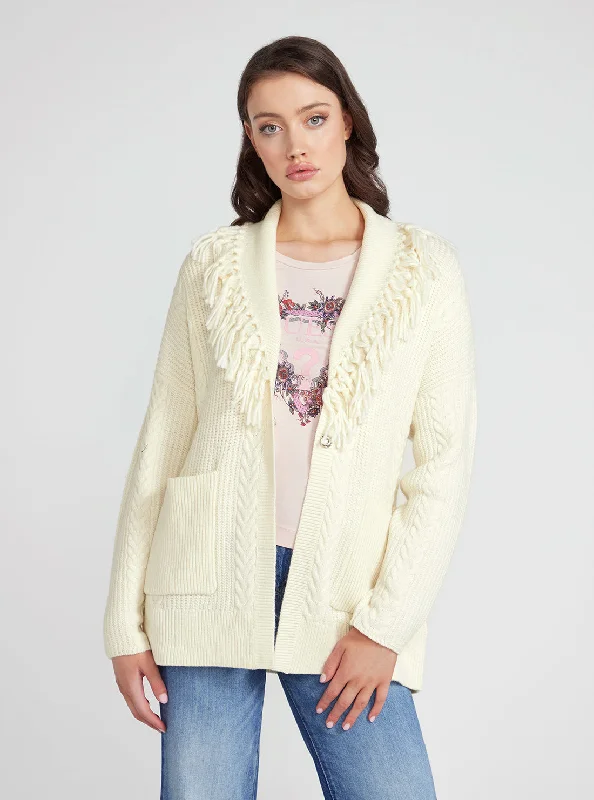 Cream White Long Sleeve Cardigan