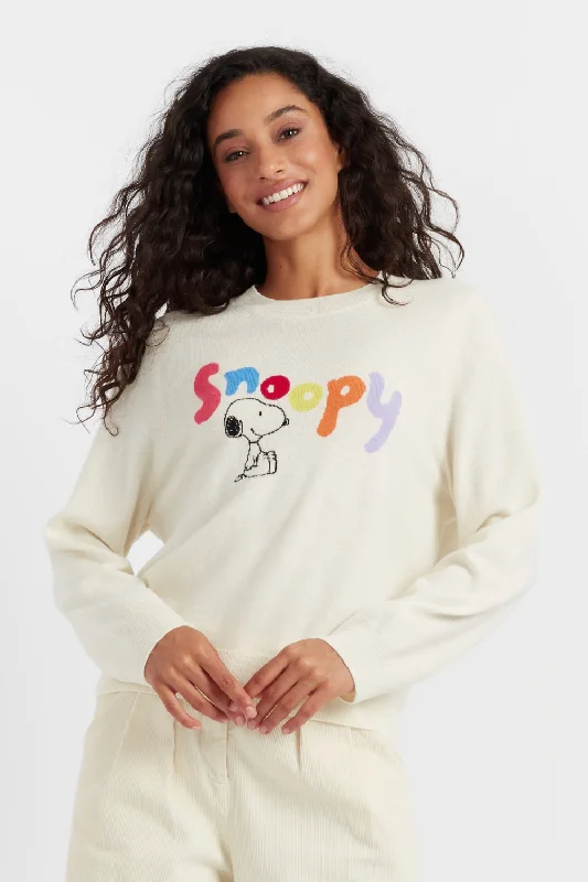 Cream Wool-Cashmere Snoopy Sweater