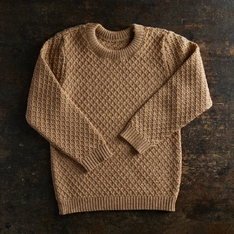 Merino Wool Aran Jumper - Caramel