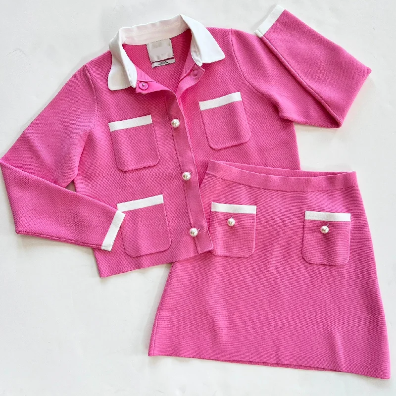 Eshau Set - Pink Knit Cardigan Set