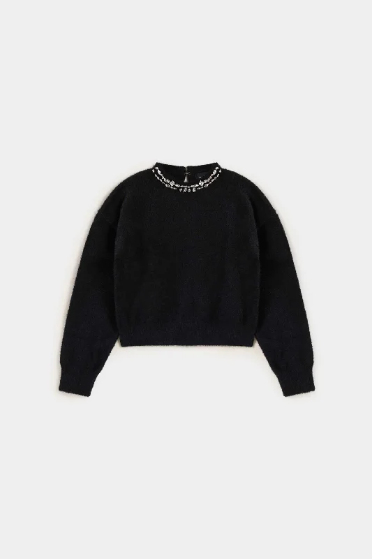 Cropped Embellished Sweater