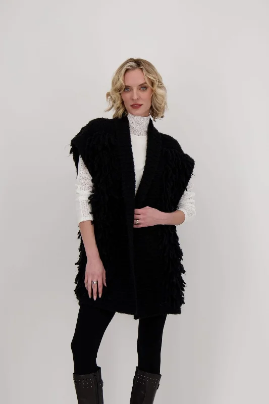 Fringe Shawl Collar Sweater Cardigan