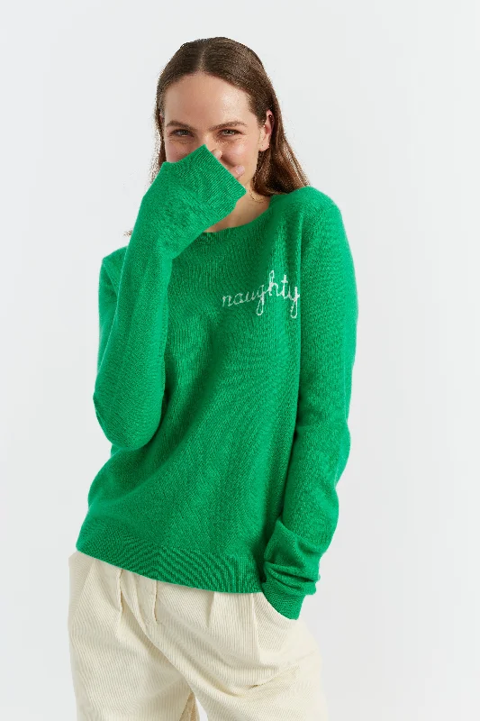 Green Wool-Cashmere Naughty or Nice Sweater