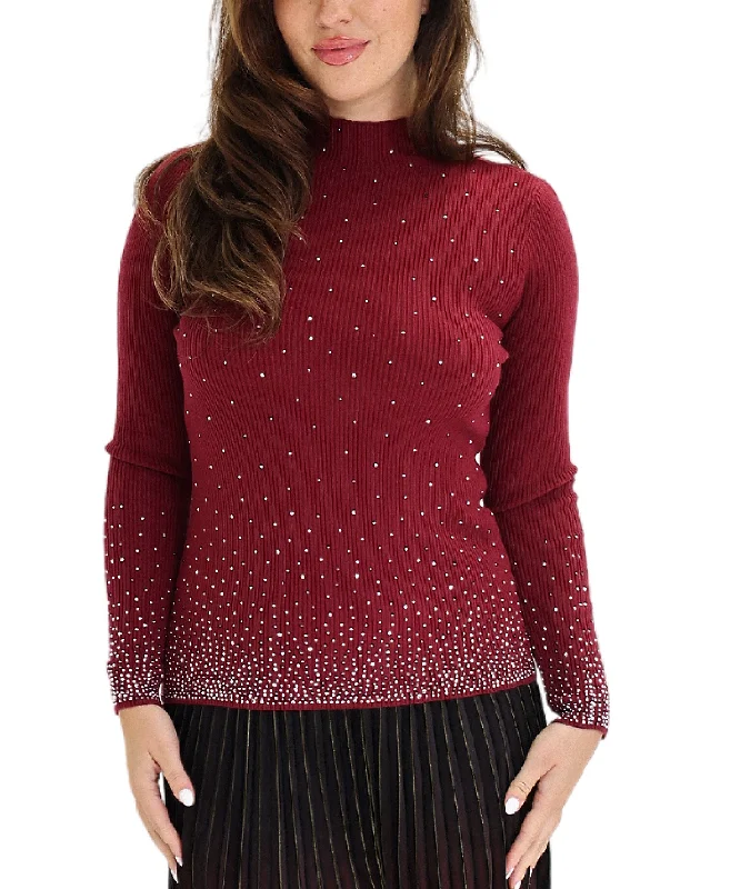 Knit Ribbed Sweater w/ Crystals