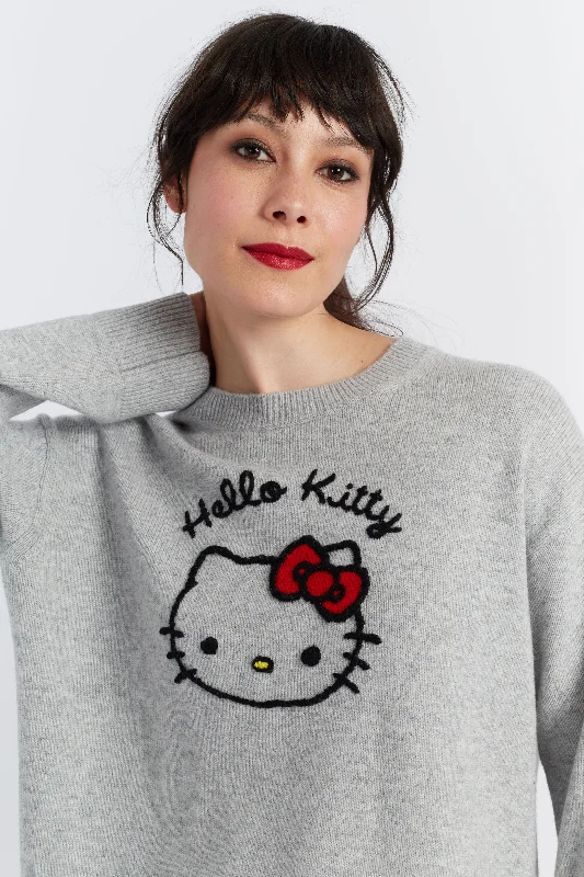 Grey Wool-Cashmere Hello Kitty Sweater