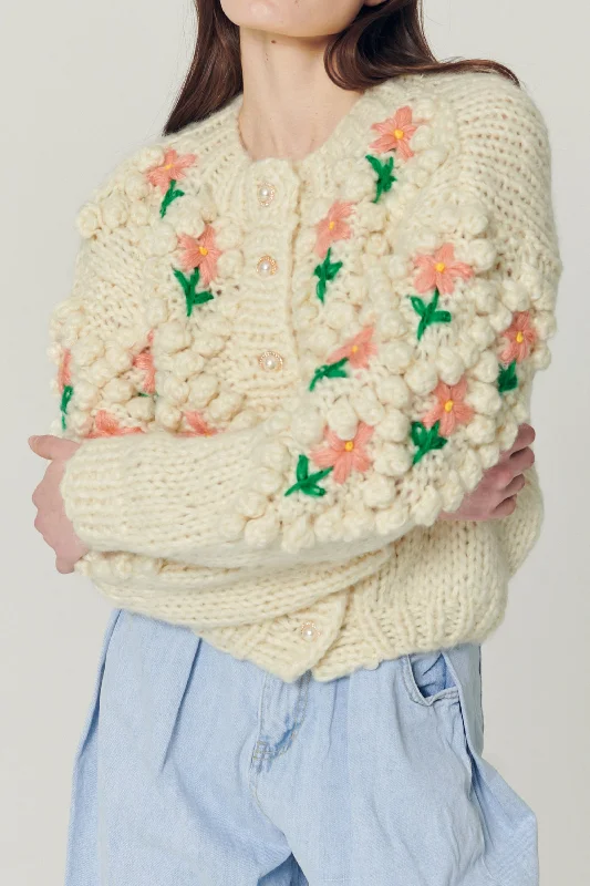 Lily Floral Embroidered Knit Cardigan