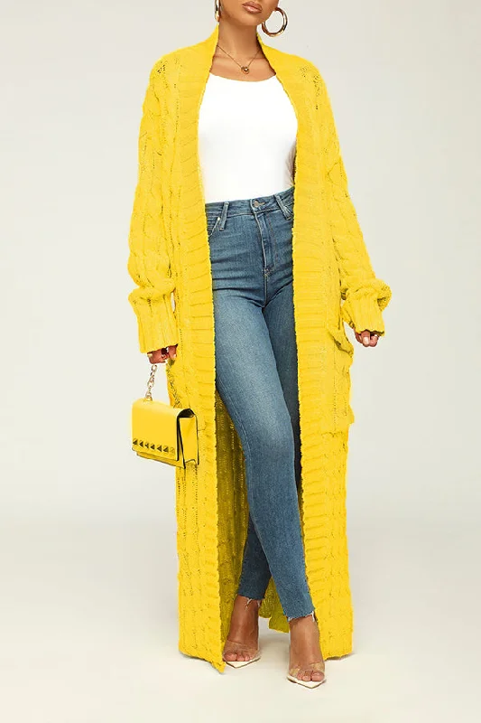 Stylish Cable Knit Dual Pocket Cardigan