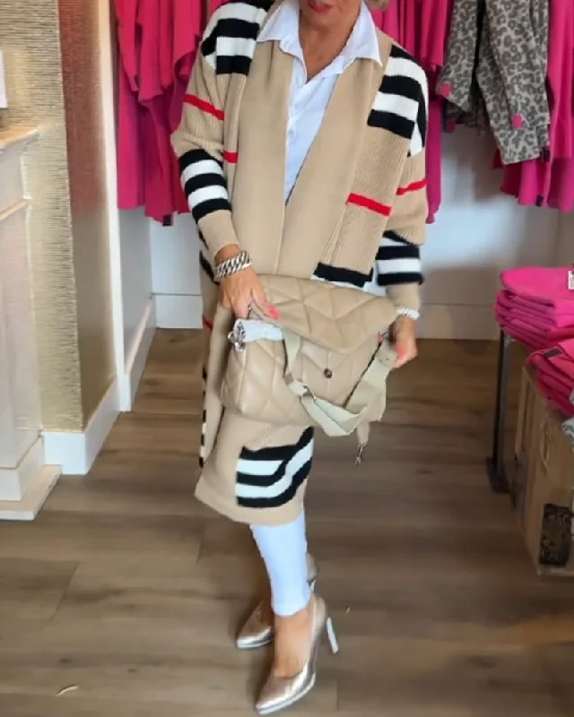 TastyHottie - Long Sleeve Striped Cardigan