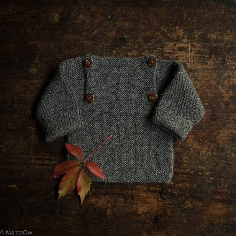 Baby Hand Knit Alpaca Sweater - Slate