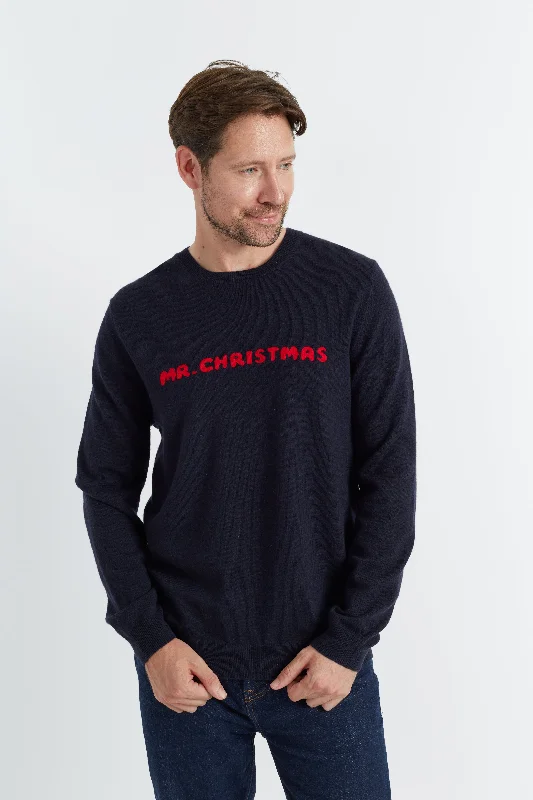 Navy Wool-Cashmere Mr. Christmas Sweater