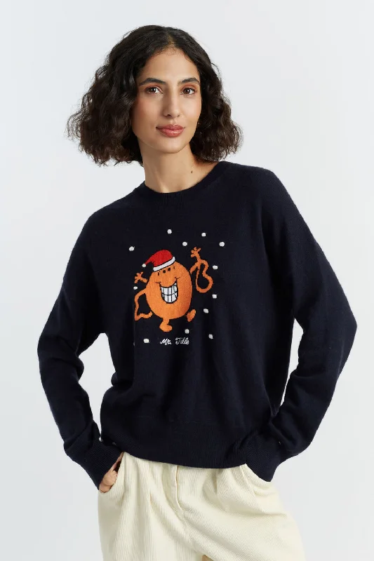 Navy Wool-Cashmere Mr. Tickle Christmas Sweater