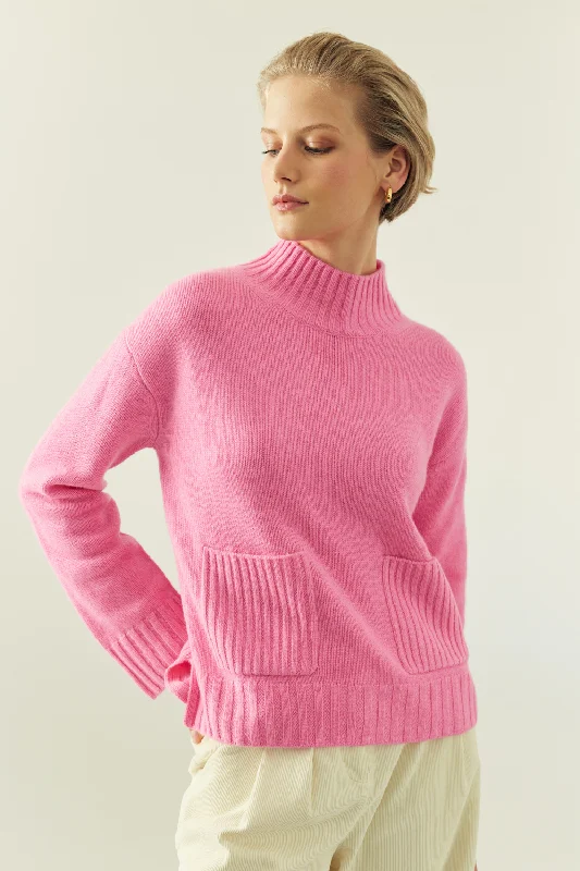 Pink Cashmere Patch Pocket Sweater