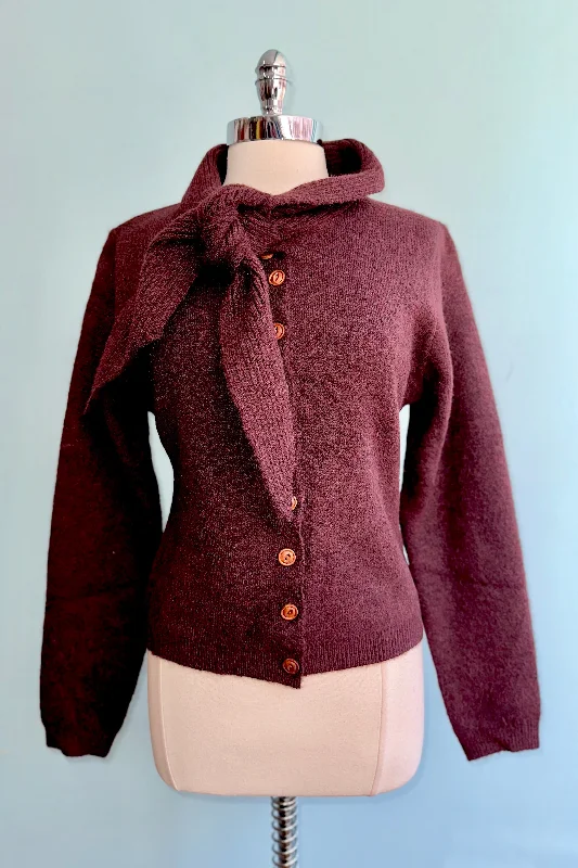 Posey Tie Cardigan in Burgundy by Banned