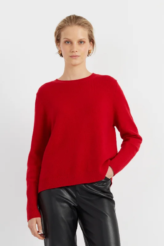 Red Cashmere Boxy Sweater