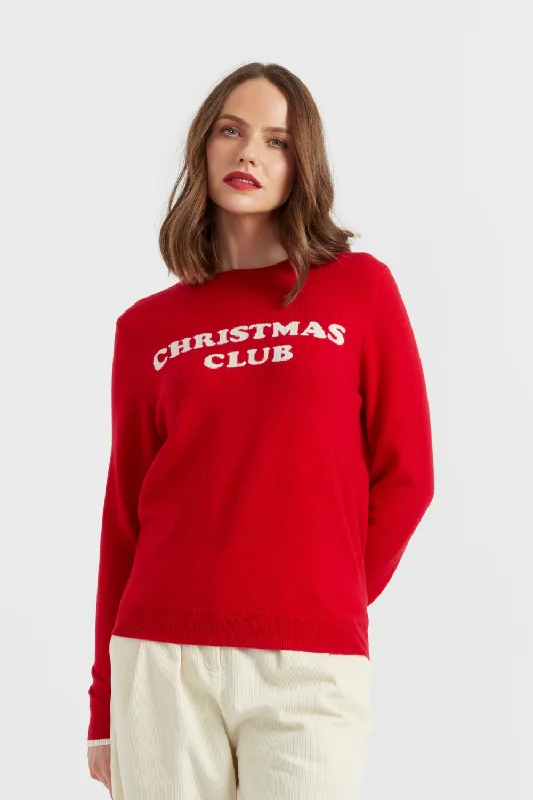 Red Wool-Cashmere Christmas Club Sweater