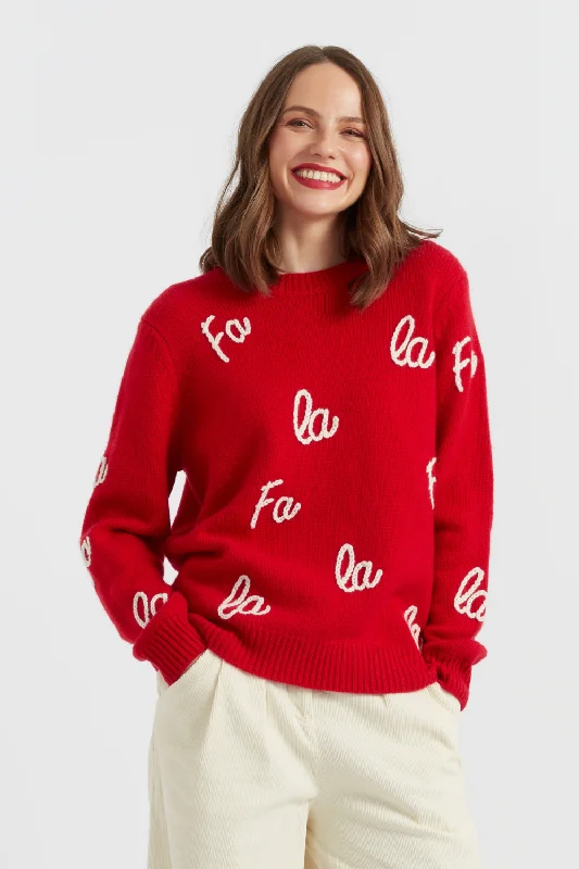 Red Wool-Cashmere Fa La La Sweater