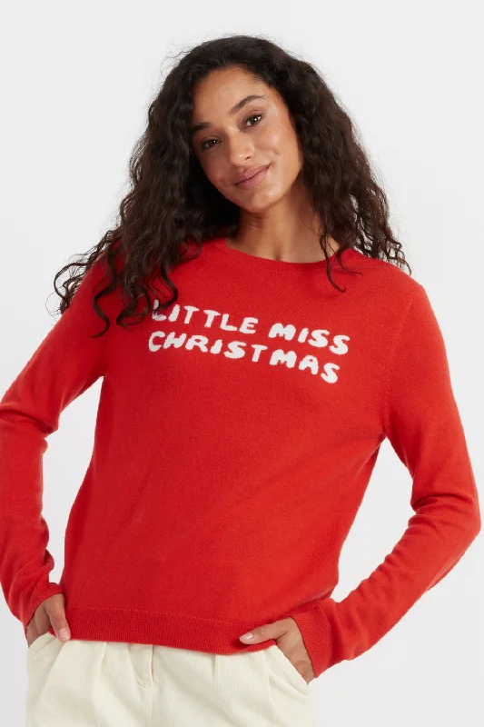 Red Wool-Cashmere Little Miss Christmas Sweater