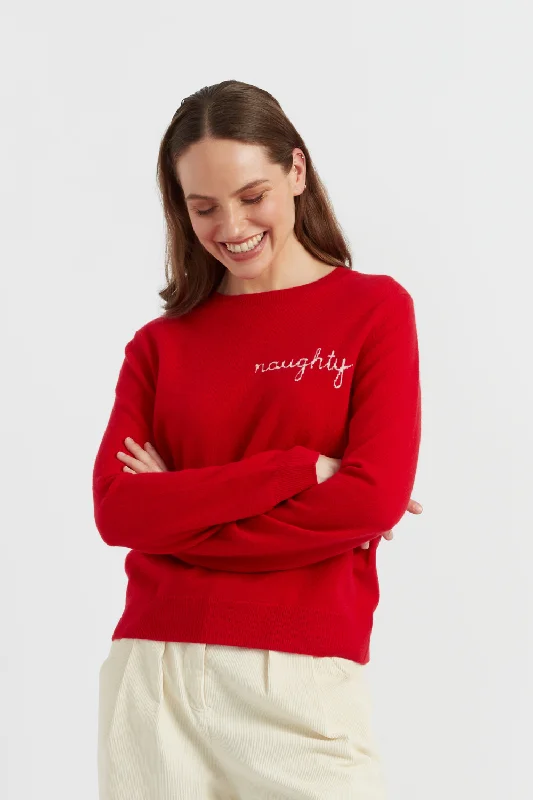 Red Wool-Cashmere Naughty or Nice Sweater