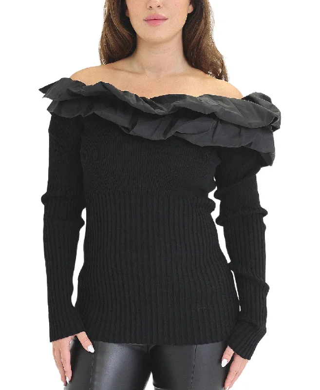 Ribbed Sweater w/ Ruffle Detail