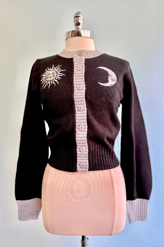 Silver Sun and Moon Cardigan Sweater