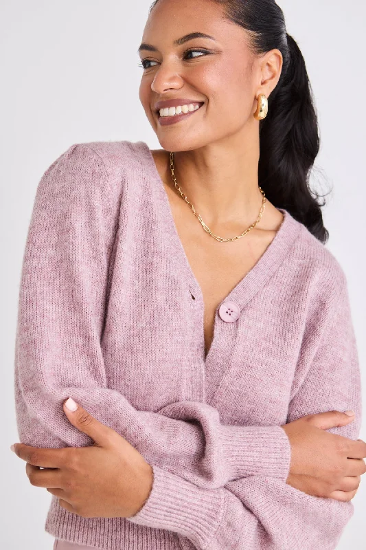 Spirited Pink Fusion Balloon Sleeve Cropped Cardigan