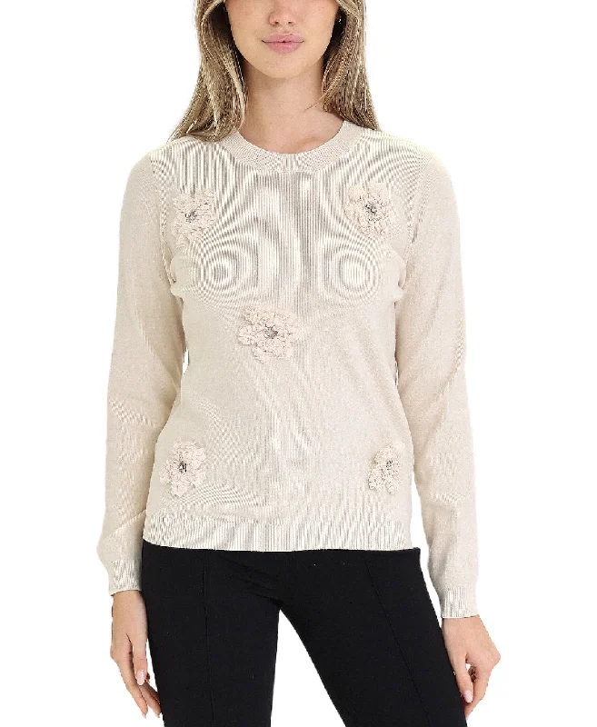 Sweater w/ 3D Flowers & Rhinestones