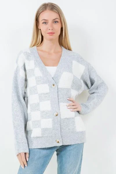 Texture Check Cardigan