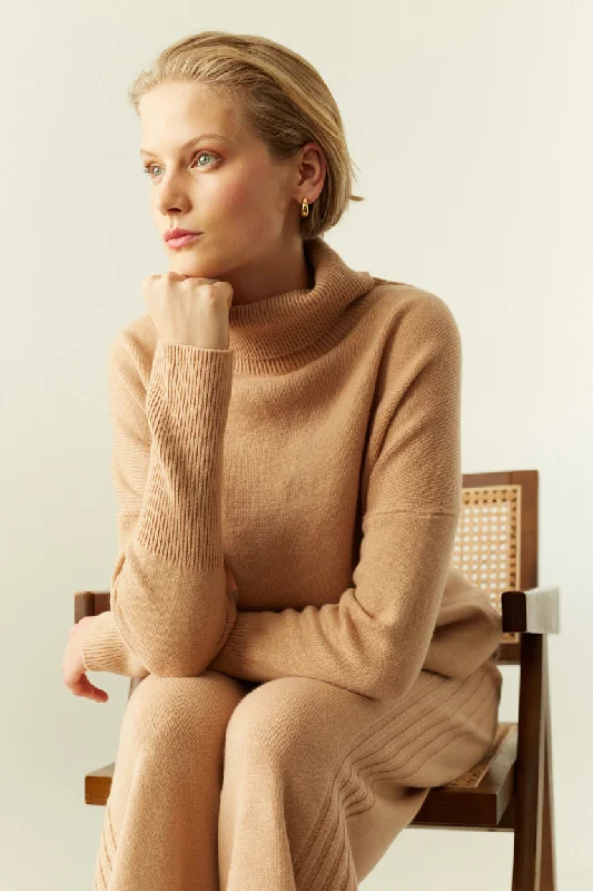 Warm-Beige Cashmere Rollneck Sweater