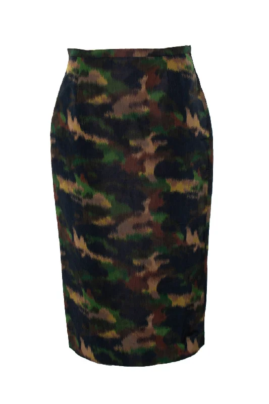 camouflage printed midi skirt