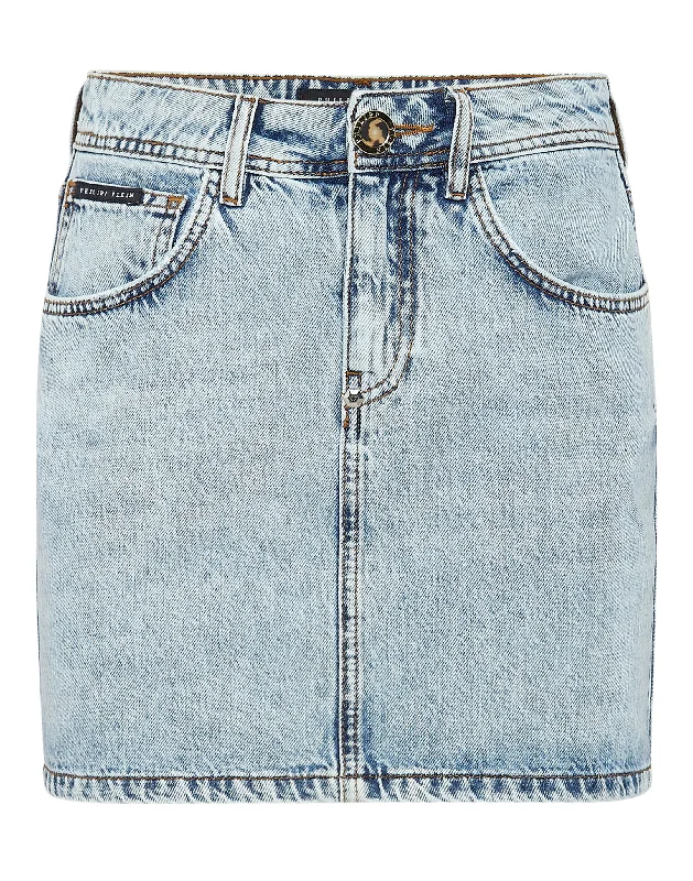 Denim Mini Skirt Skull