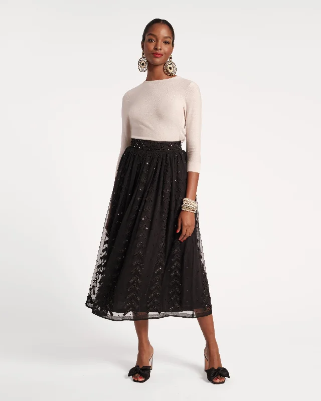 Valentina Sequin Ball Skirt Black