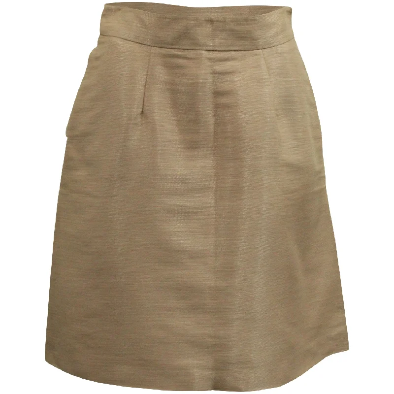 Valentino In-seam Pockets A-Line Skirt in Beige Silk