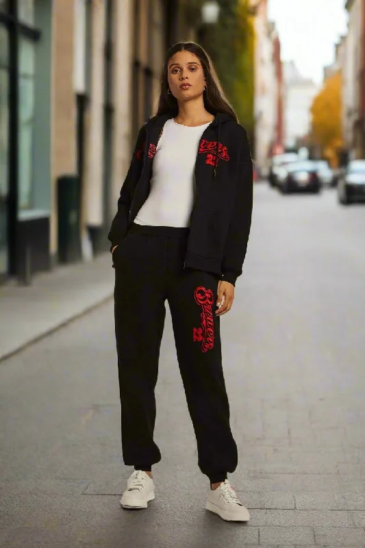 Fancy Embroidered Sweat Pants, Regular Fit