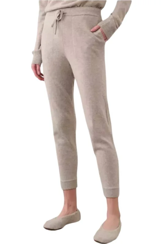 Cashmere Drawstring Jogger Pants In Oak Heather