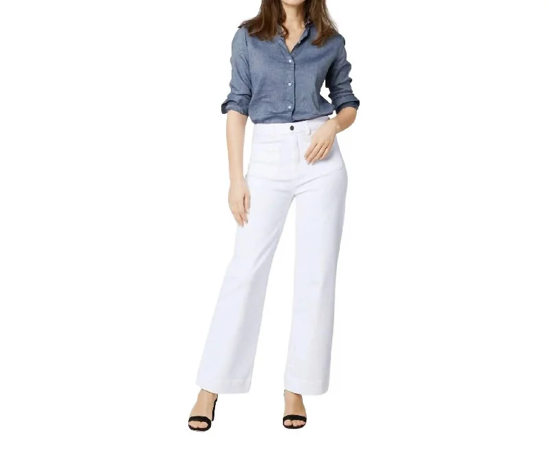 Column Patch Pocket Jean In White Stretch Denim