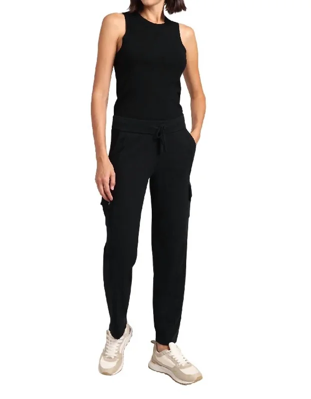 Cotton Cashmere Cargo Pant In Black Charcoal