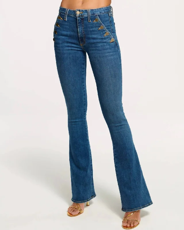 Helena High Rise Flare Jeans In Medium Wash