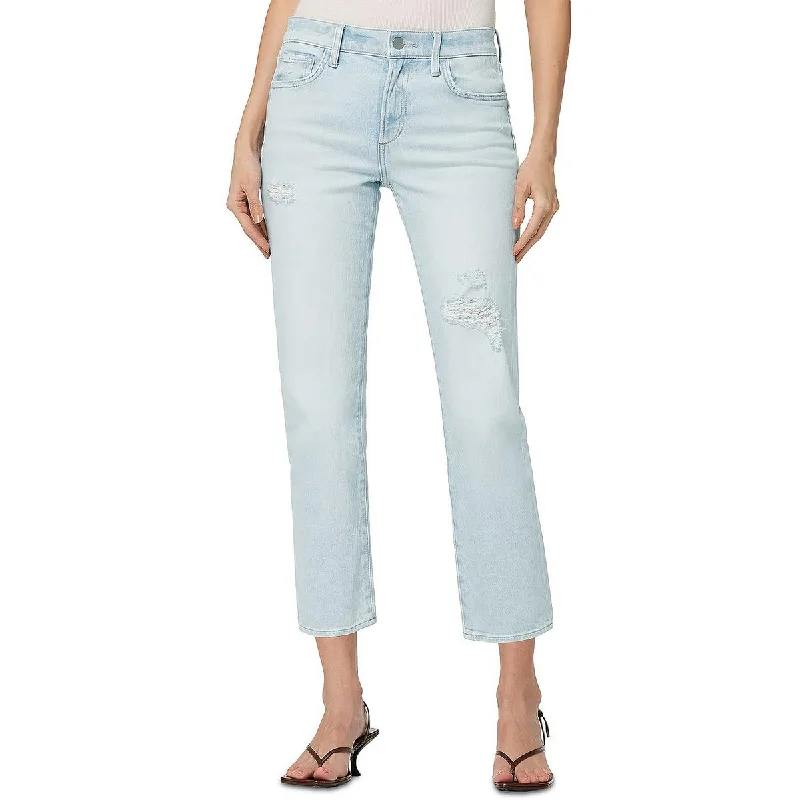 Lara Womens Denim Cropped Cigarette Jeans