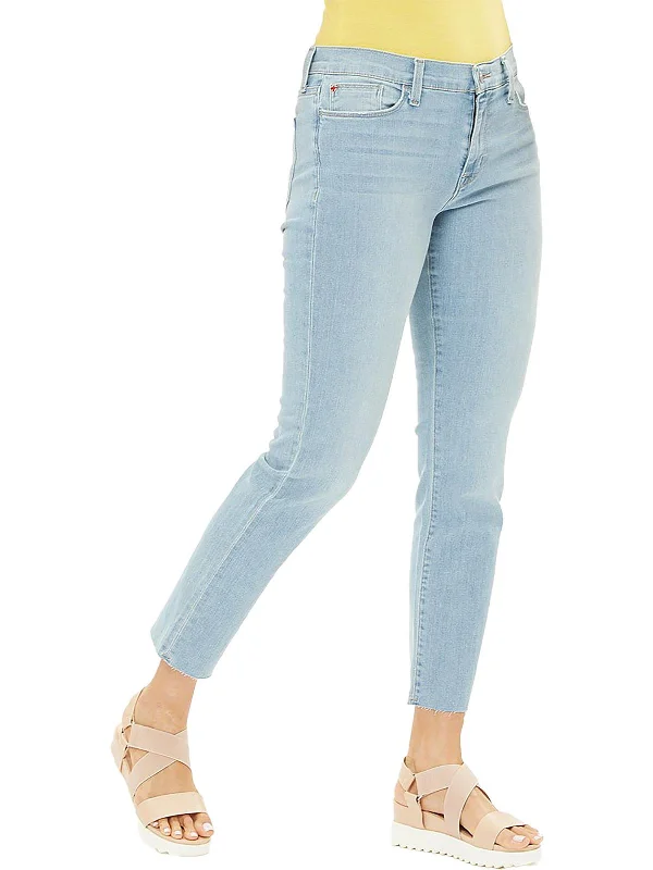 Natalie Womens Mid-Rise Straight Leg Ankle Jeans