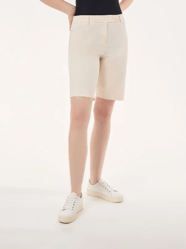 Petite Solid Fly Front Bermuda Short