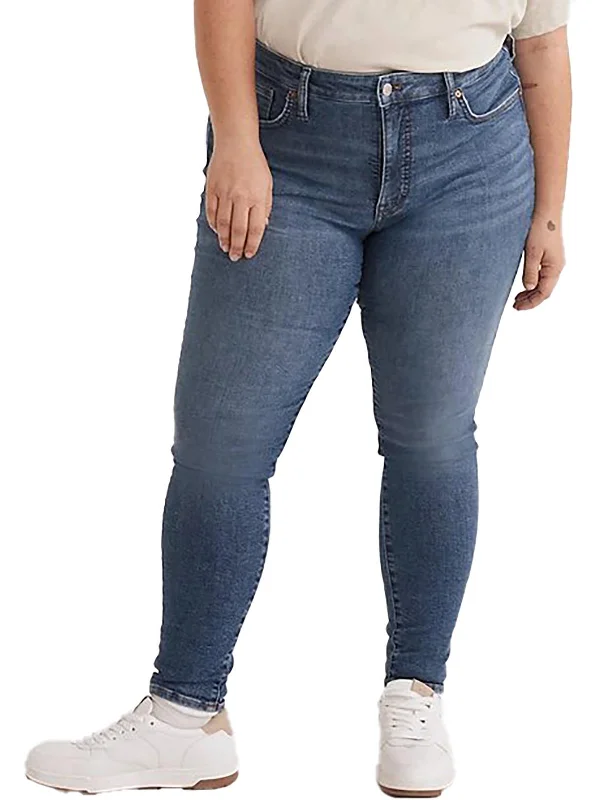 Plus Womens Mid-Rise Ankle Skinny Jeans