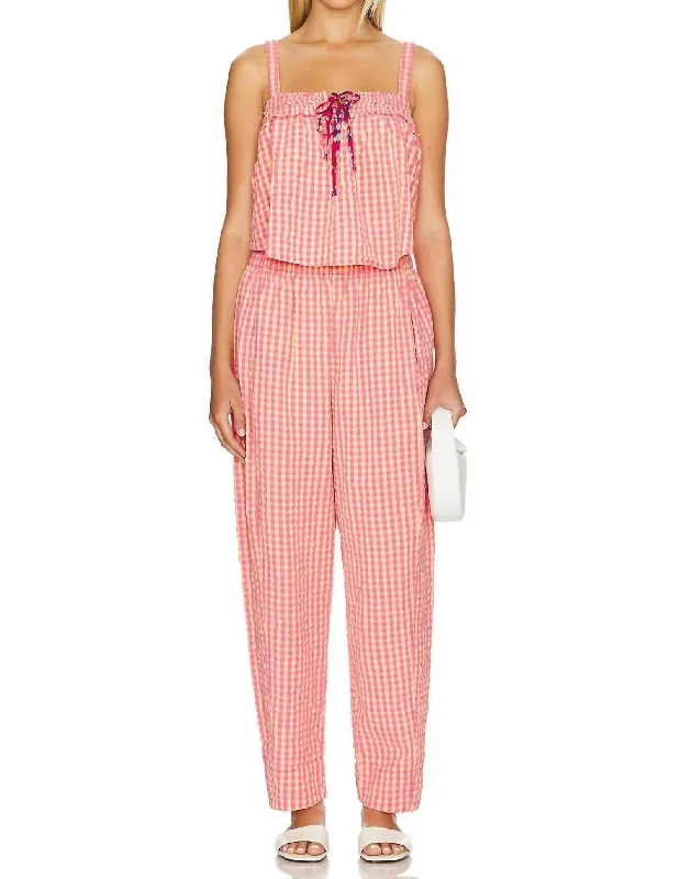 Preppy Poplin Pants In Pink Combo