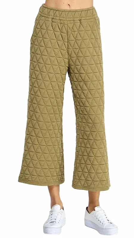 Quilted Flare Pant In Olive