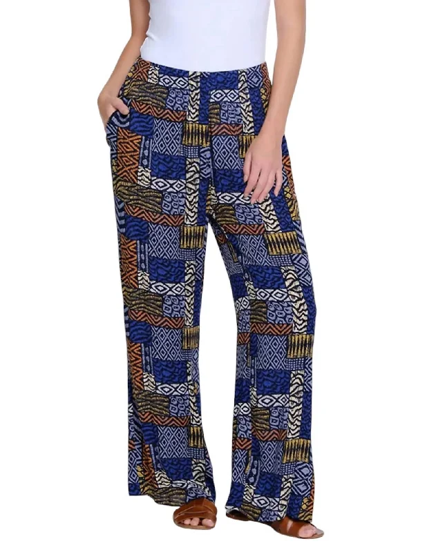 Shirred Waist Wide Leg Pant In Multi