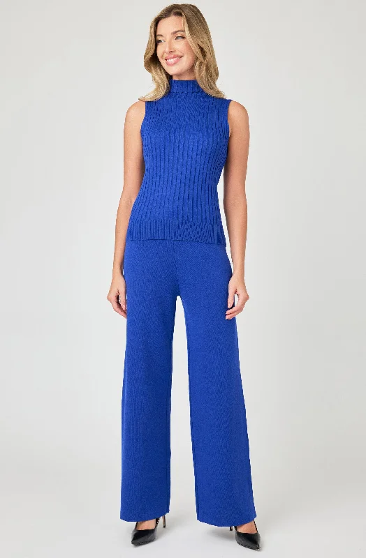 Wide Leg Ribbed Knit Pants