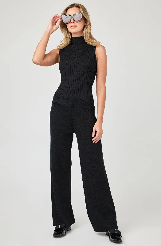 Wide Leg Ribbed Knit Pants